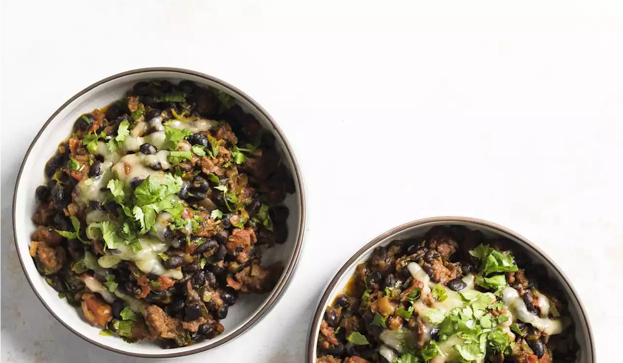 Black bean stew with chorizo: Canned black beans speed a hearty stew