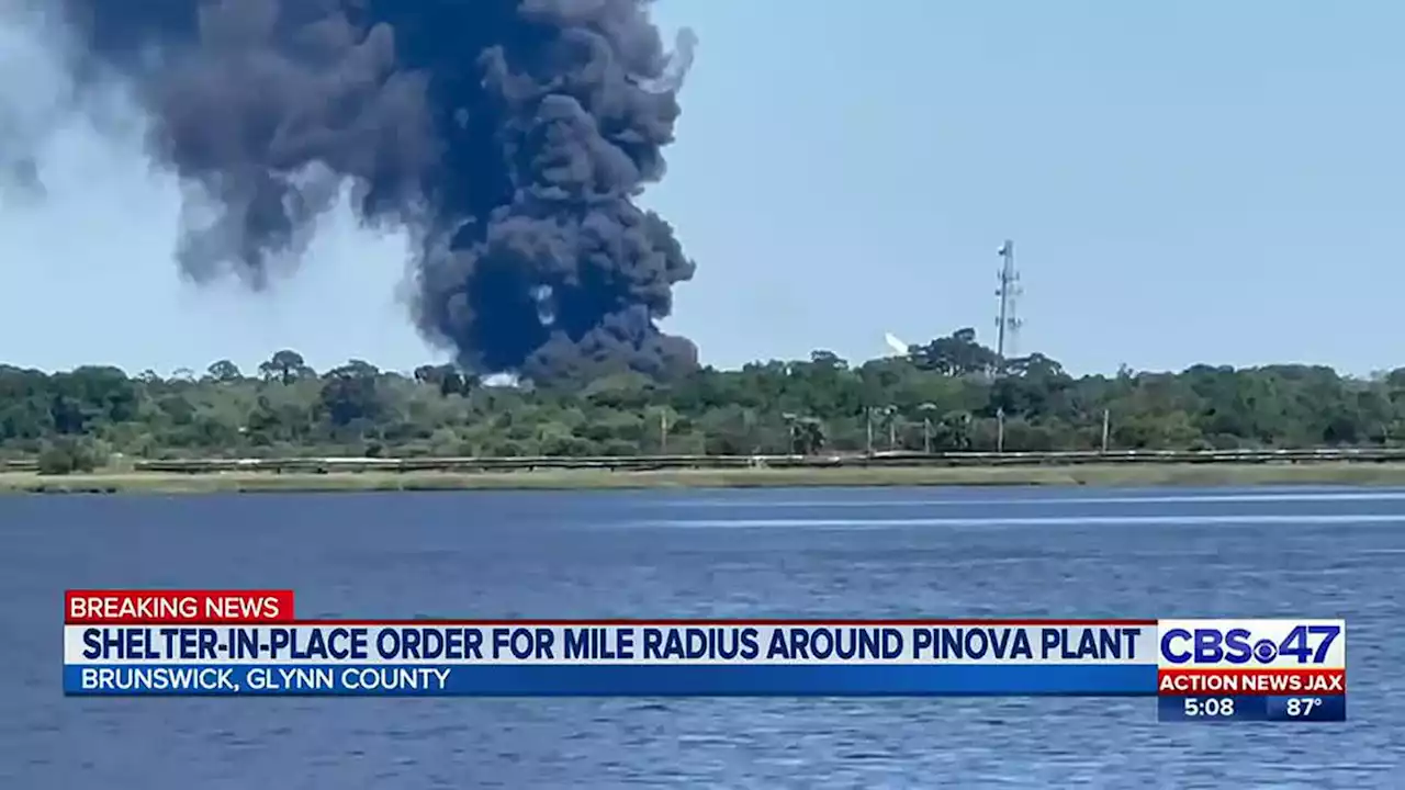 Shelter-in-place order advised for areas near Pinova Plant on St. Simons Island due to large fire