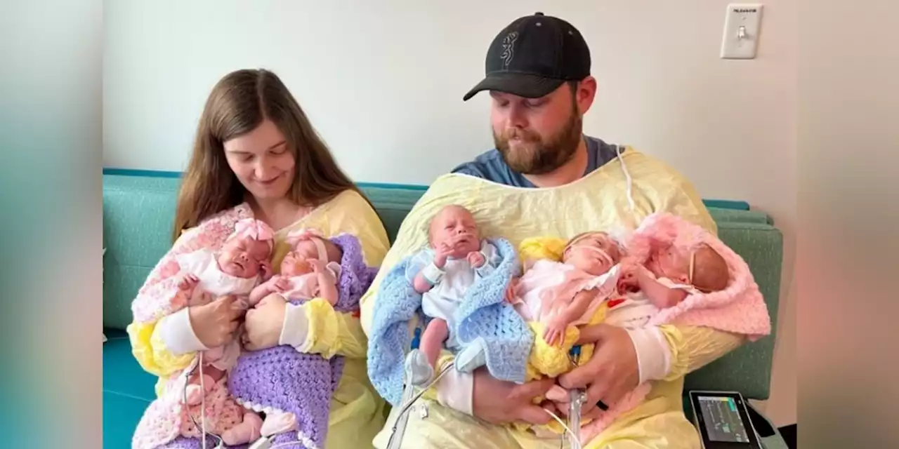 Quintuplets celebrate first Easter with parents at hospital