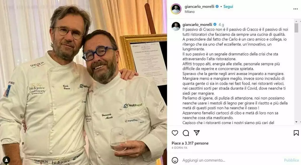 Chef Giancarlo Morelli difende Cracco: «Noi stellati siamo tutti in passivo. E poi saranno c***i suoi?»