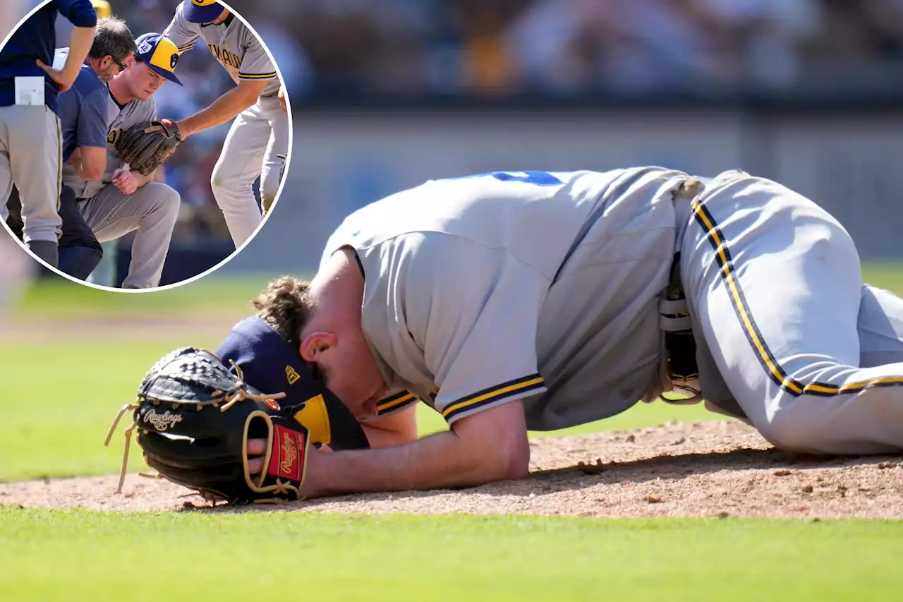 Brewers’ Gus Varland struck by 105 mph Manny Machado line drive in scary scene