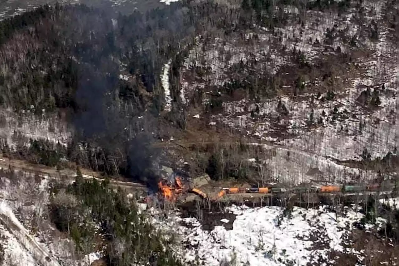 Train carrying hazardous materials derails in rural Maine