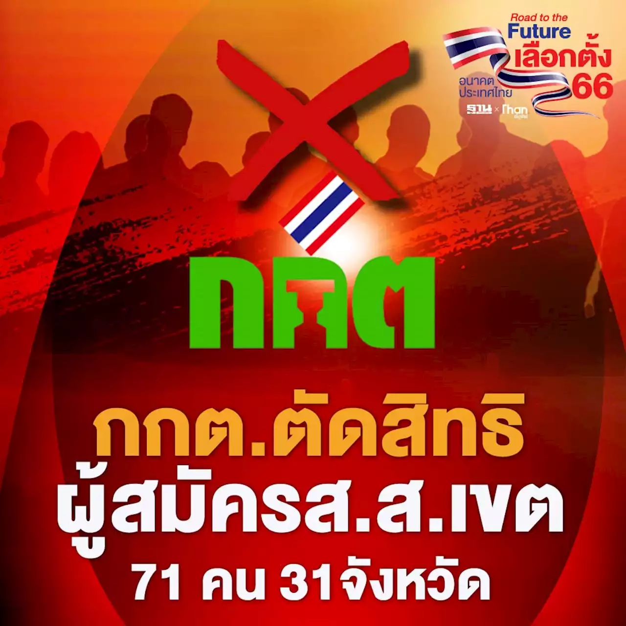 กกต.ประกาศตัดสิทธิผู้สมัคร ส.ส.เขต 71 คน ใน 31 จังหวัด