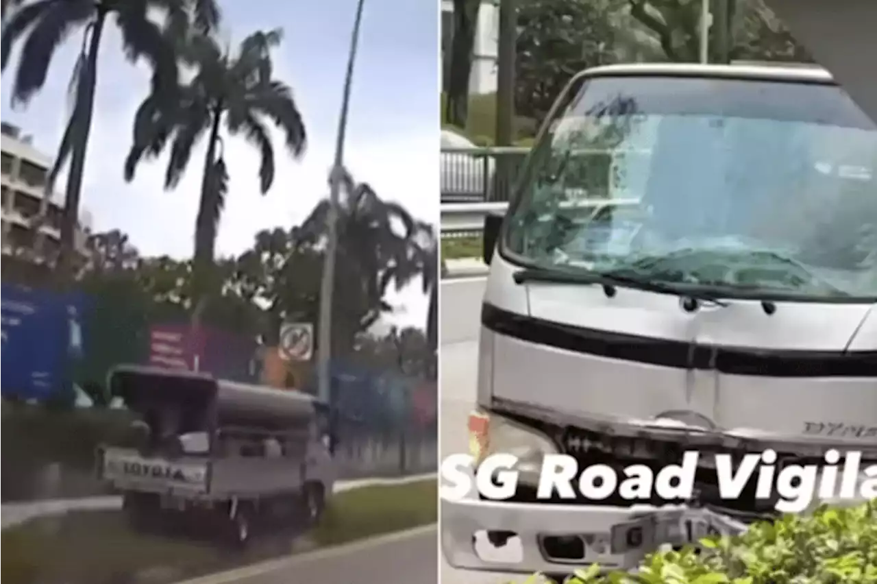 6 taken to hospital after lorry mounts kerb, knocks down lamp post in Buangkok