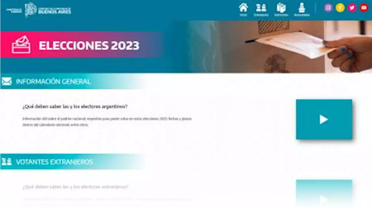 Ya está habilitado el portal web 'Elecciones 2023' del gobierno bonaerense