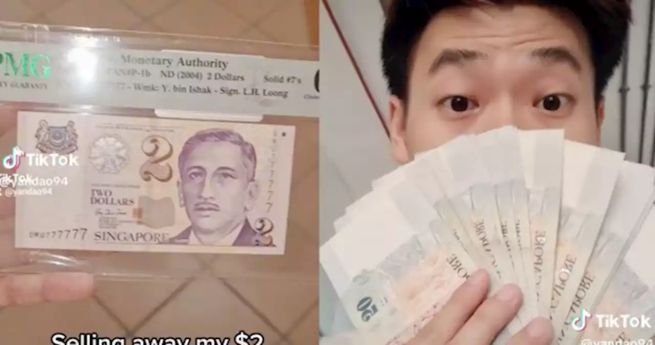 Man exchanges $2 banknote with fancy serial number for a stack of $50