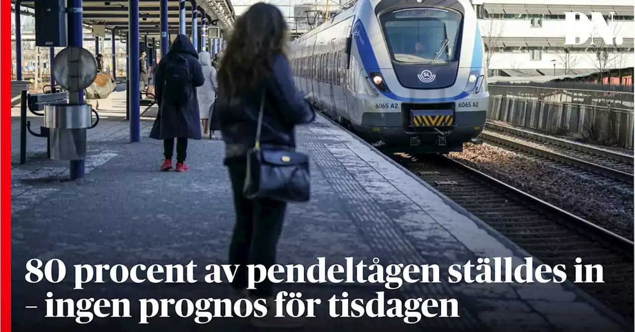 80 procent av pendeltågen ställdes in – ingen prognos för tisdagen