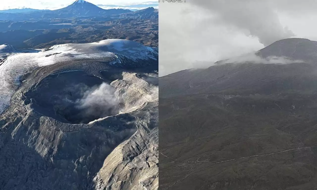 Volcán Nevado del Ruiz, EN VIVO: columnas de ceniza 1.600 metros e inestabilidad