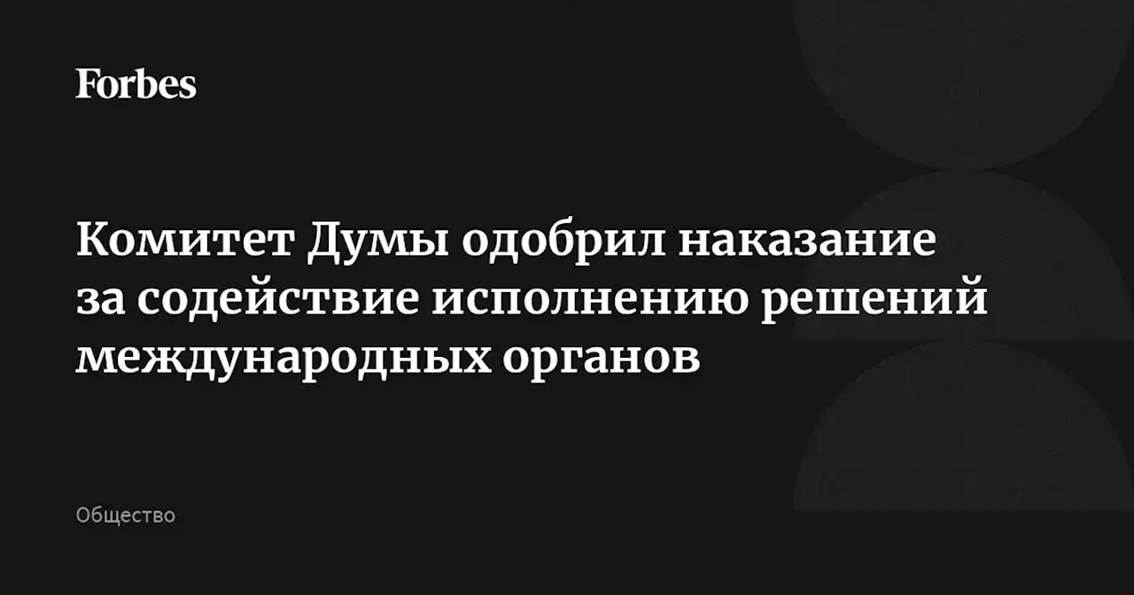 Комитет Думы одобрил наказание за содействие исполнению решений международных органов