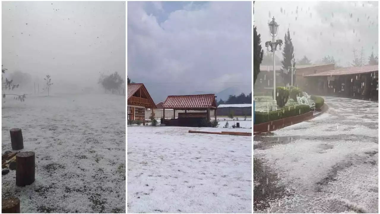 Granizada sorprende a turistas en Huasca y deja maravilloso paisaje | FOTOS