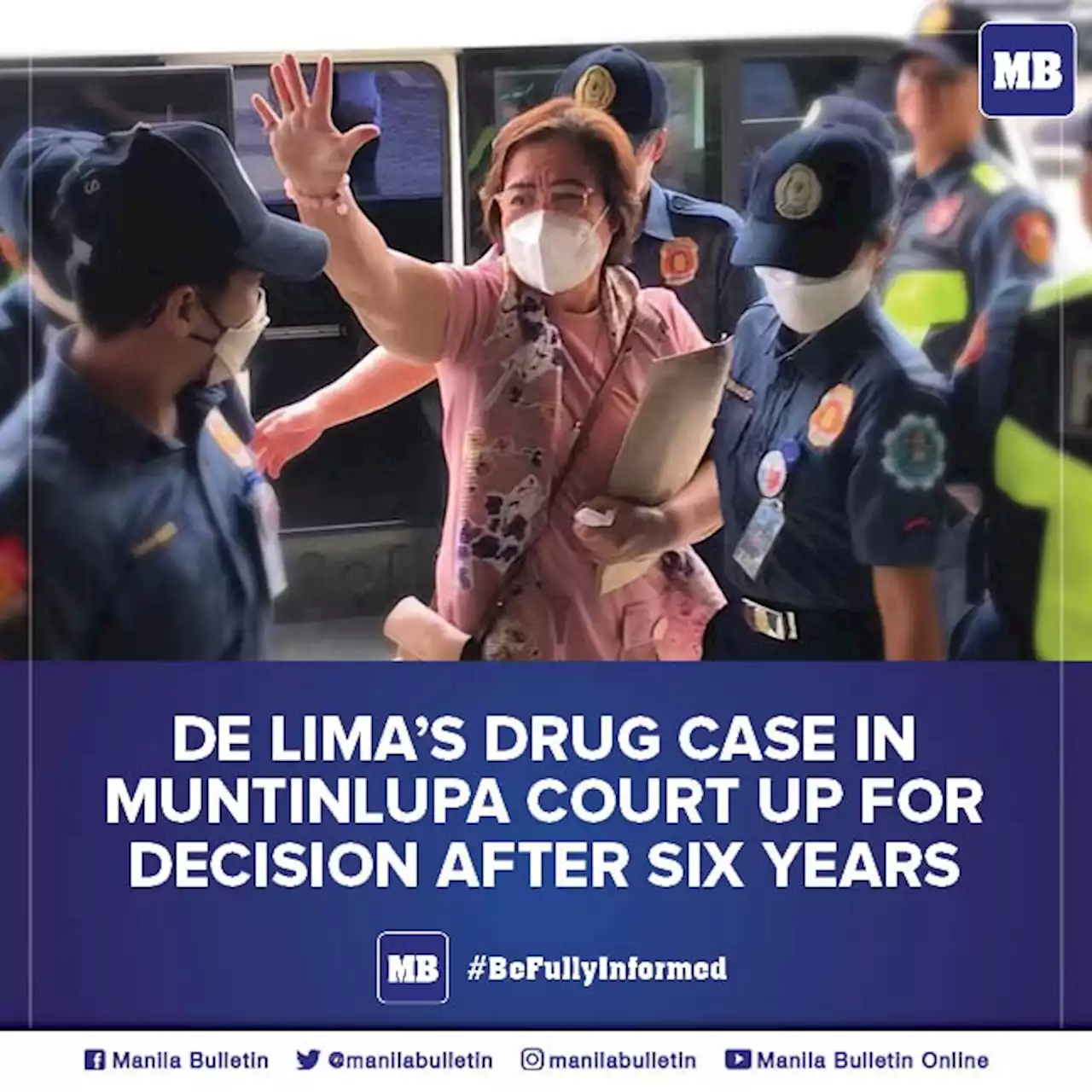 De Lima’s drug case in Muntinlupa court up for decision after six years