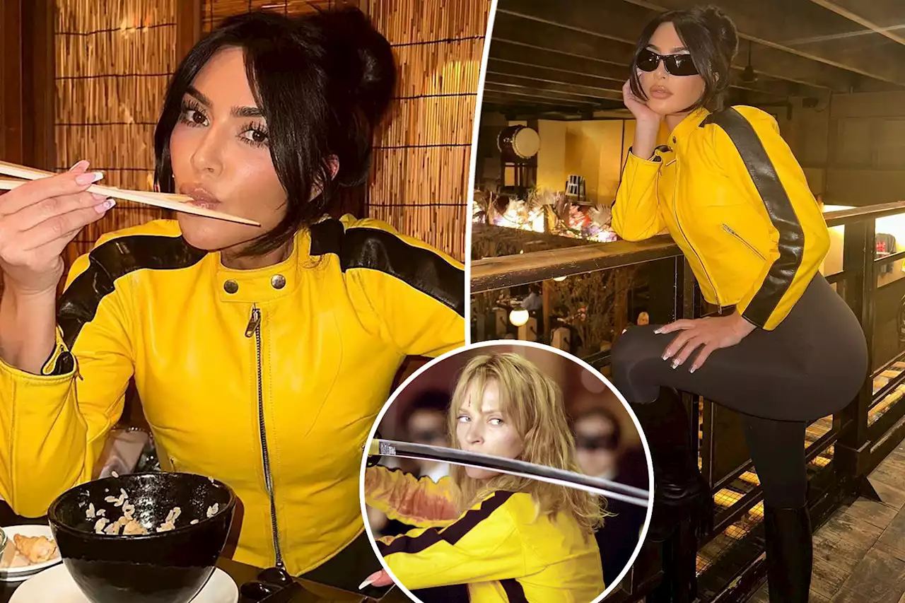 Kim Kardashian channels Uma Thurman in ‘Kill Bill’ with yellow jacket