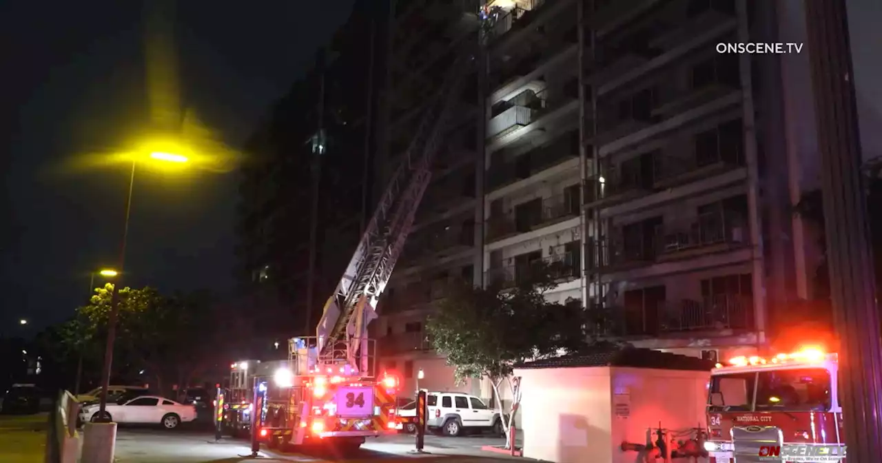 1 hospitalized after sofa in National City apartment catches fire; residents in 4 units displaced