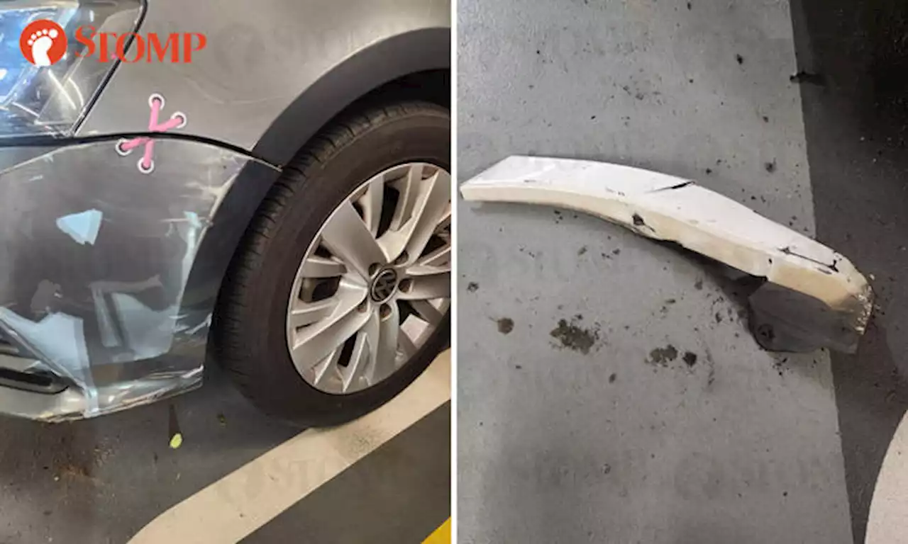 Woman's Volkswagen in Tampines damaged by hit-and-run driver -- who left bonnet behind