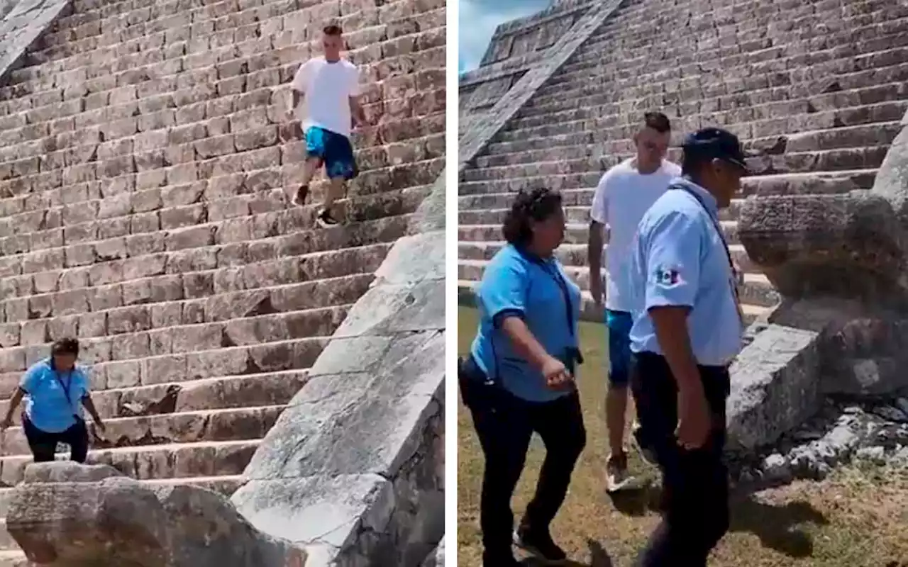 Ahora yucateco sube al Castillo de Chichén Itzá; INAH lo sancionará