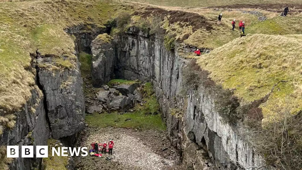 Yorkshire Dales walker who fell down hole taking photo rescued