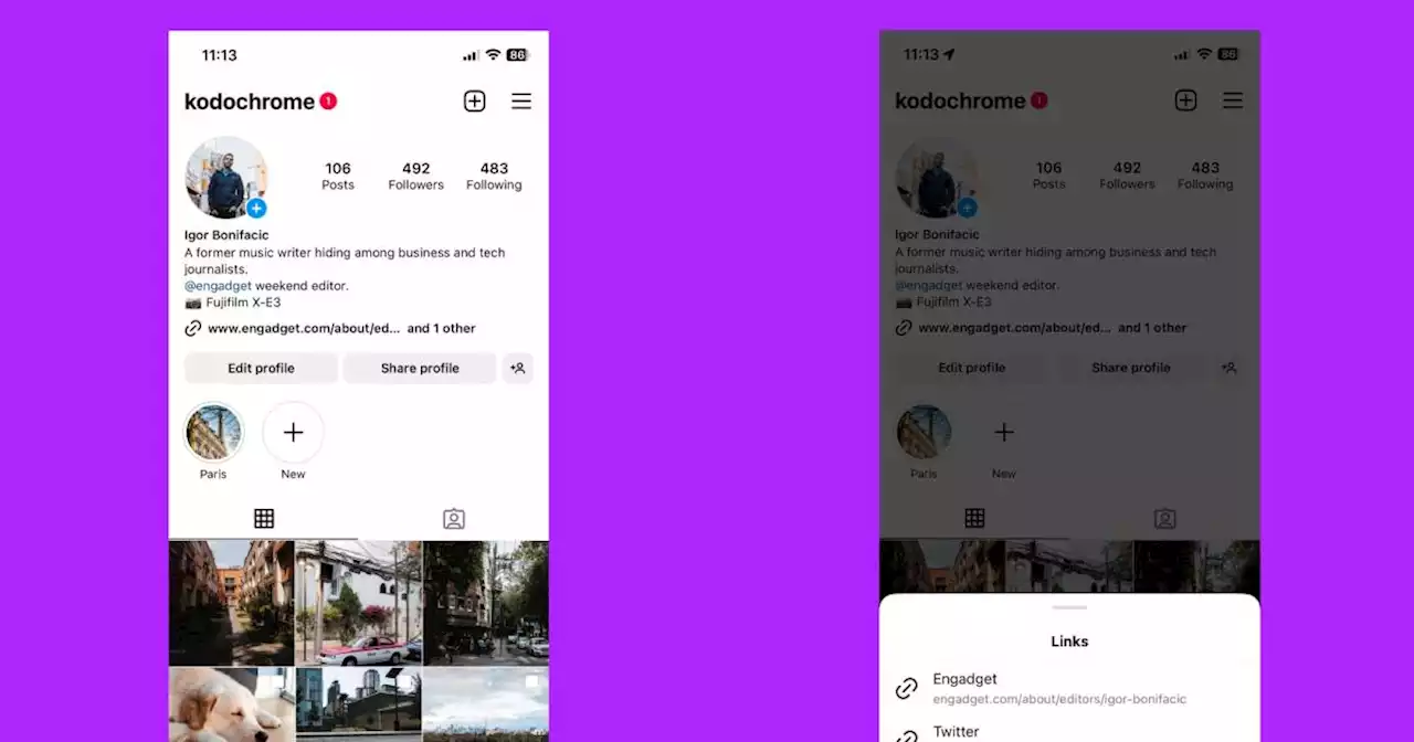 Instagram lets you add five links to your profile so you can stop using Linktree | Engadget