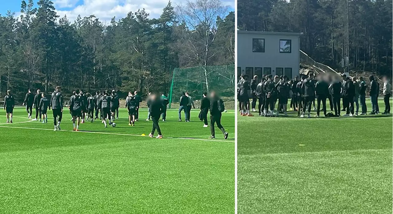 Här är Bajen i krissamtal med supportrarna på träningsanläggningen