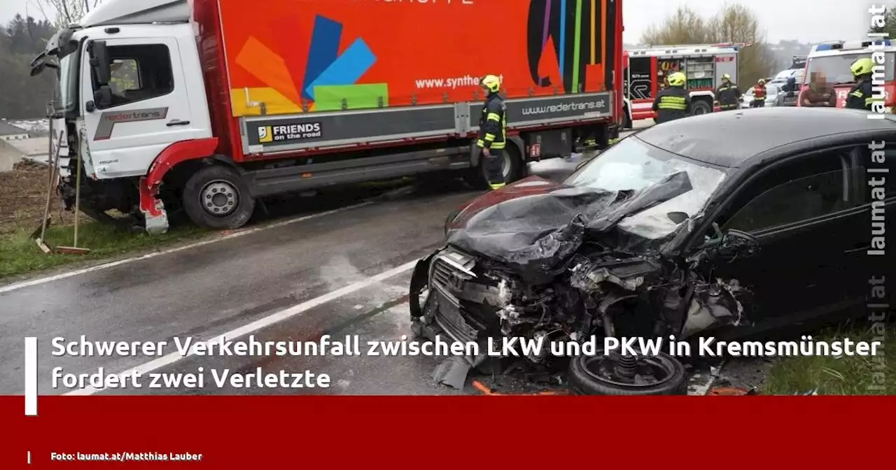 Schwerer Verkehrsunfall zwischen LKW und PKW in Kremsmünster fordert zwei Verletzte | laumat|at