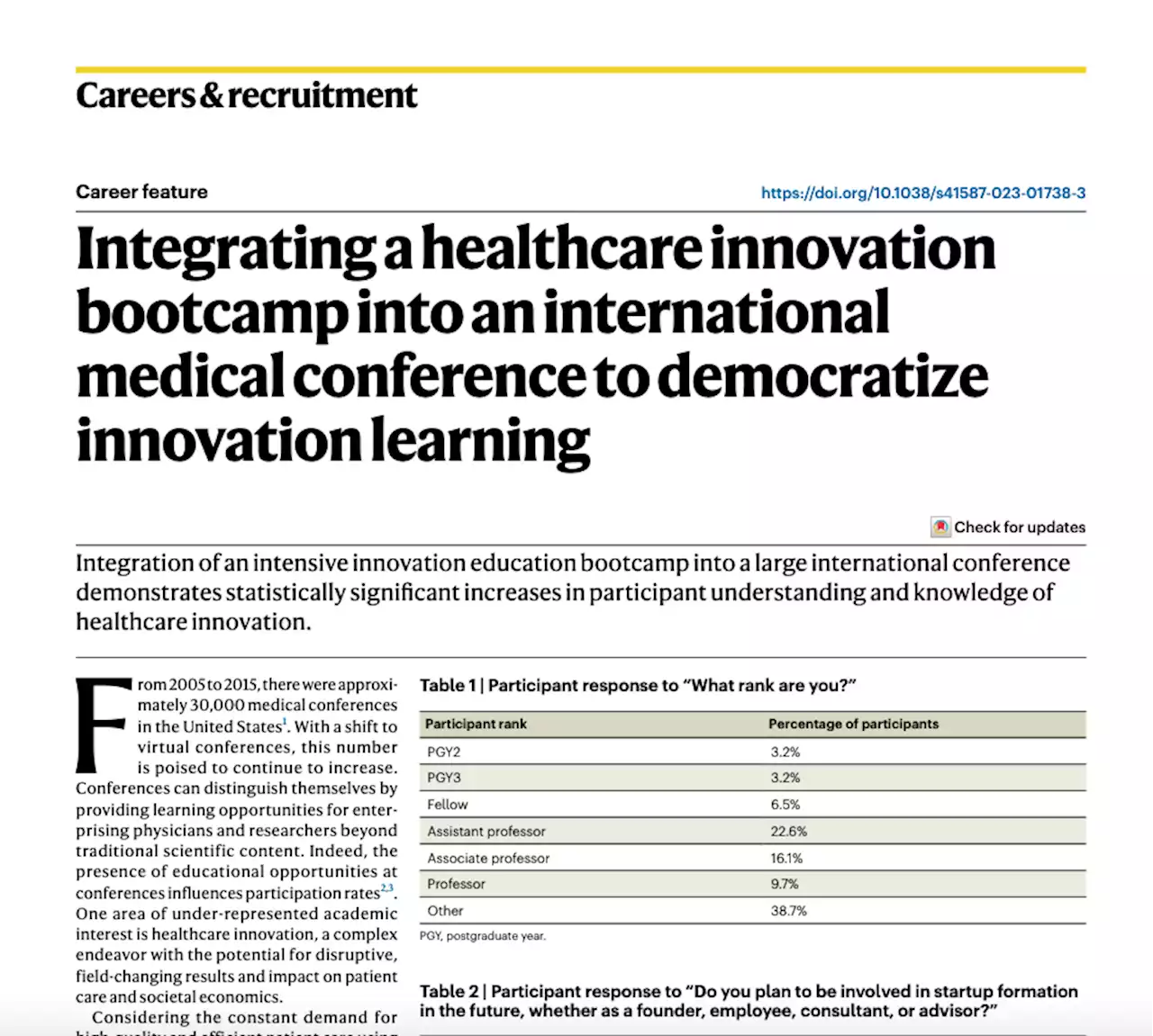 Integrating a healthcare innovation bootcamp into an international medical conference to democratize innovation learning - Nature Biotechnology