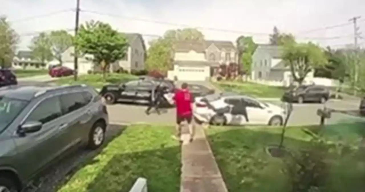 Video shows pizza delivery driver tripping suspect running from police outside Philadelphia