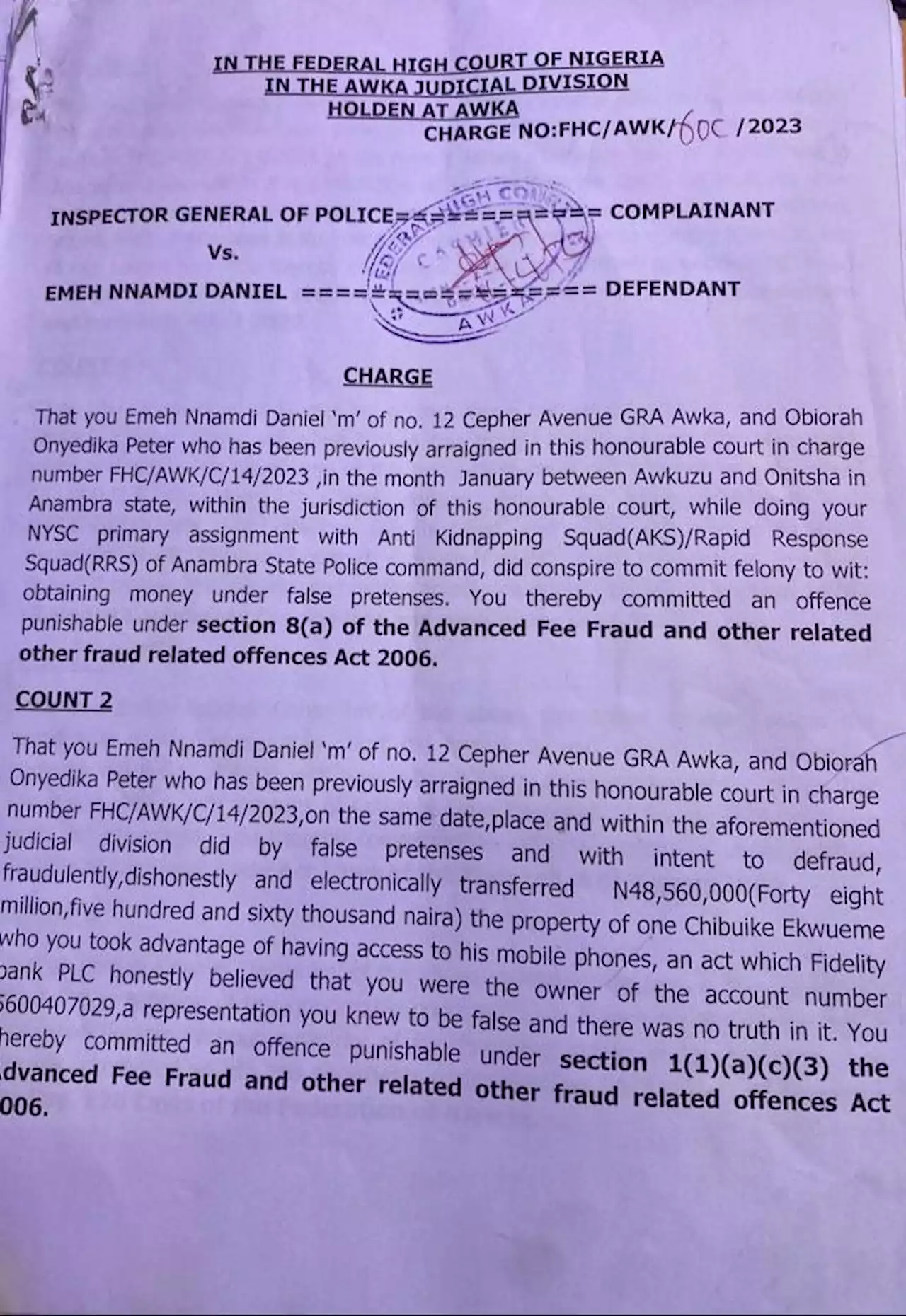 EXCLUSIVE: Nigerian Police List Out Charges For Corps Member, Nnamdi Emeh, Set To Arraign Him For Alleged Theft, Money Laundering | Sahara Reporters