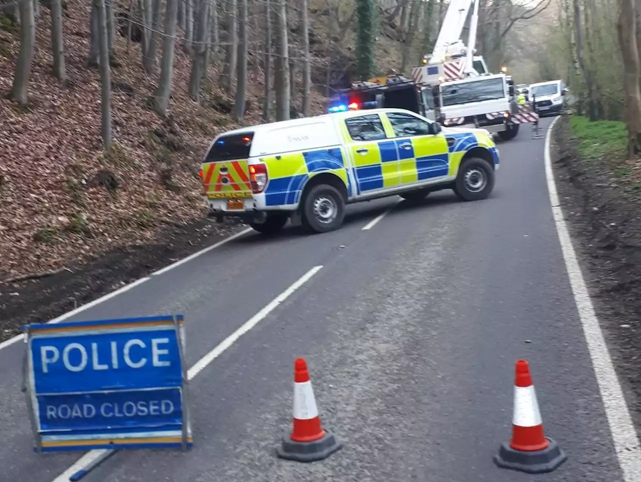 Landslide and falling trees cause road closure in Shropshire border nature reserve