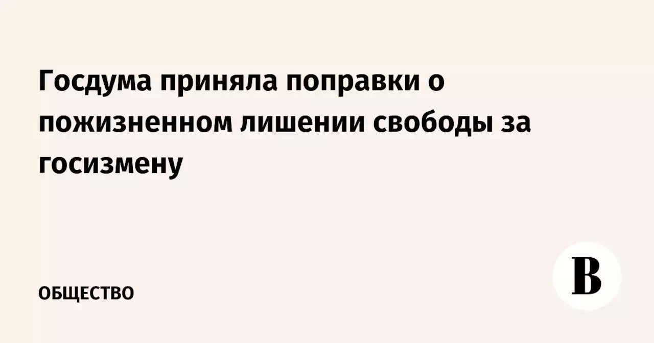 Госдума приняла поправки о пожизненном лишении свободы за госизмену