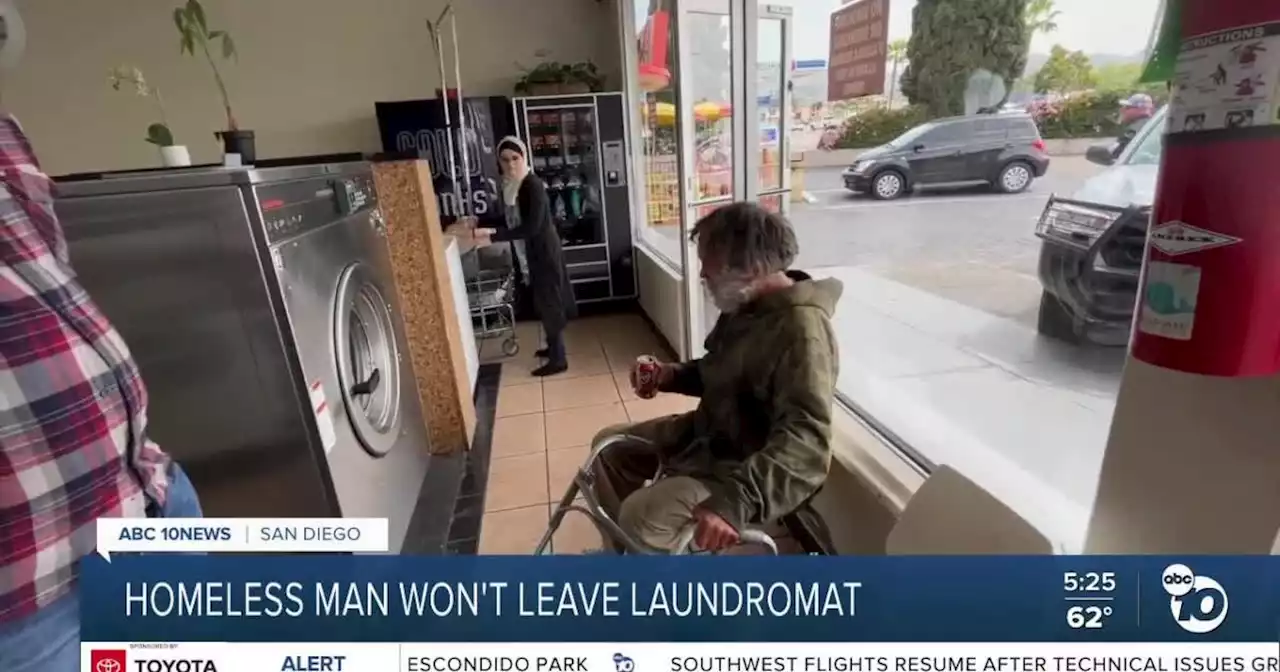 Homeless man who refuses to leave laundromat says he 'has nowhere to go'