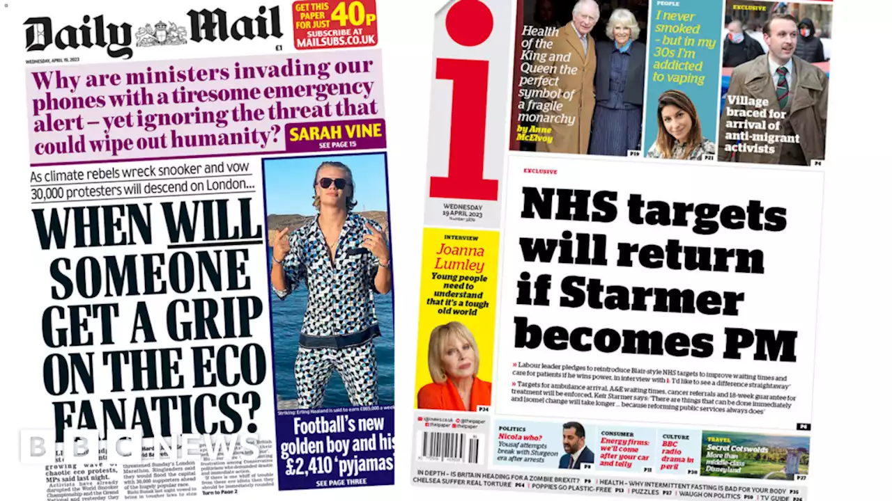 Newspaper headlines: Starmer's NHS pledge and MPs' anger over eco-protesters