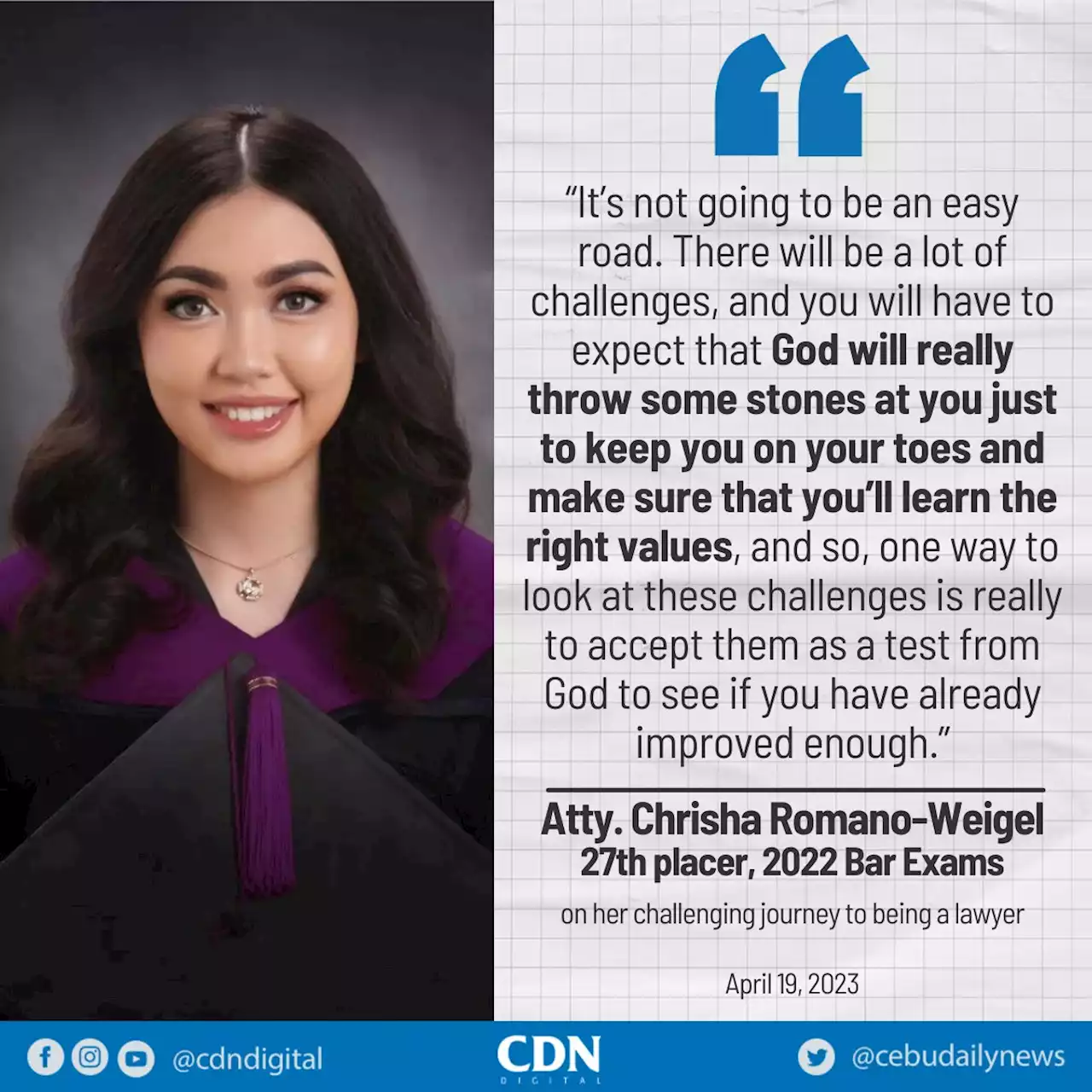 Lawyer, topnotcher, who lost her mom before taking Bar exams, honors her lost loved one