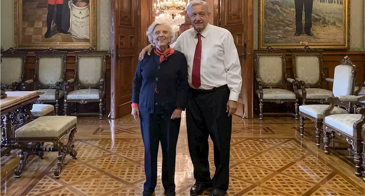 AMLO se reúne con Elena Poniatowska, previo a entrega de Medalla Belisario Domínguez: “Es una santa laica”