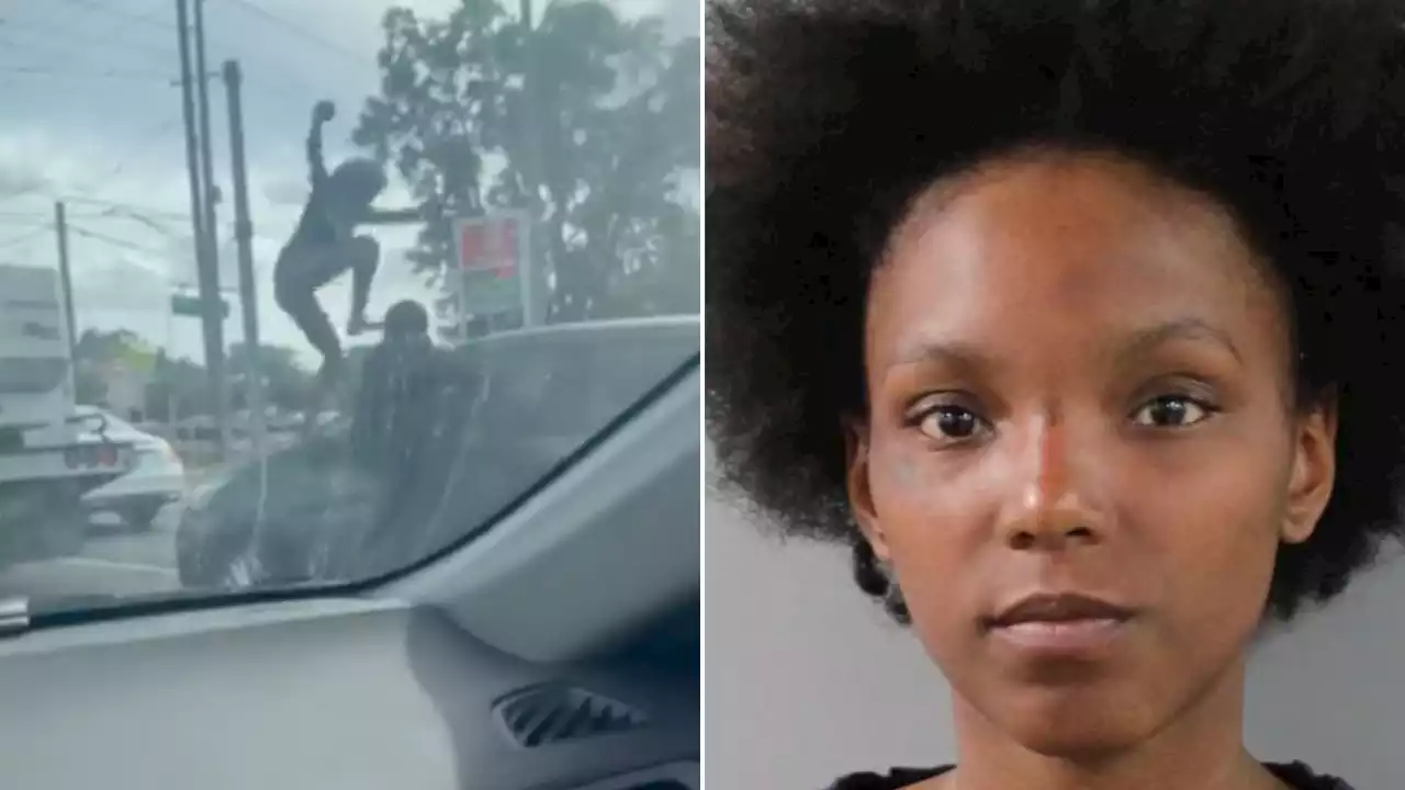 Florida woman arrested in connection to road rage incident where she allegedly climbed atop car