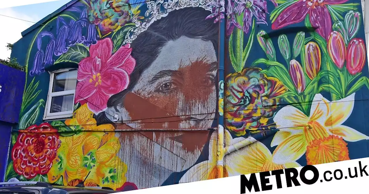 Colourful mural of the Queen defaced after vandals splatter it with brown paint