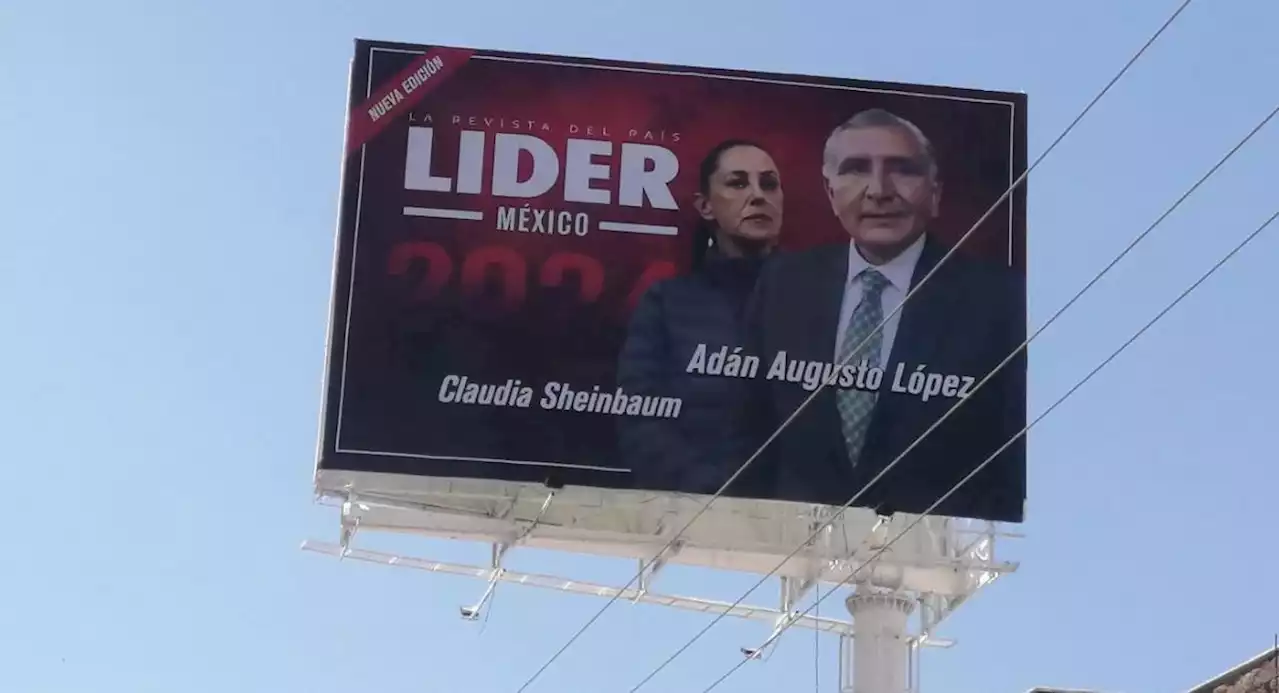 Revista Líder México publicita a Claudia Sheinbaum y Adán Augusto con espectacular en Guanajuato