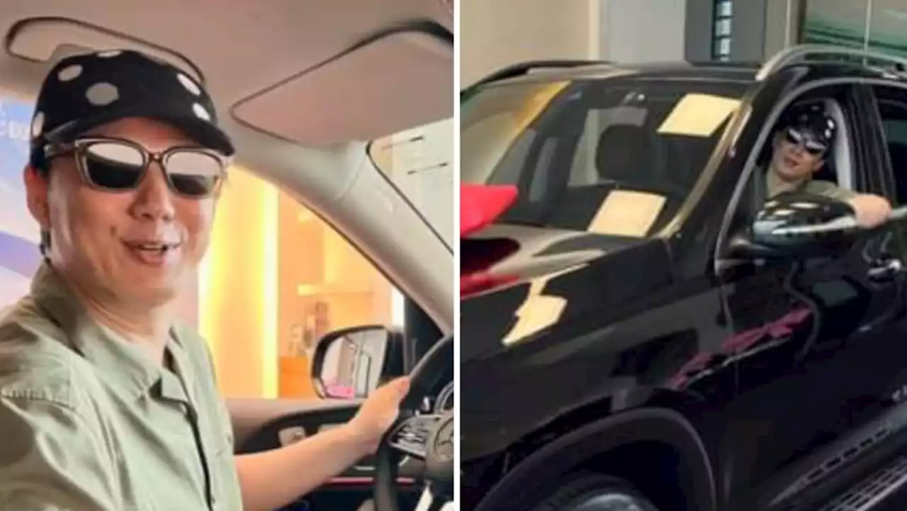 'Who wants to be my first passenger?,' asks visually impaired singer Hsiao Huang-Chi who shared pics of him in his new car