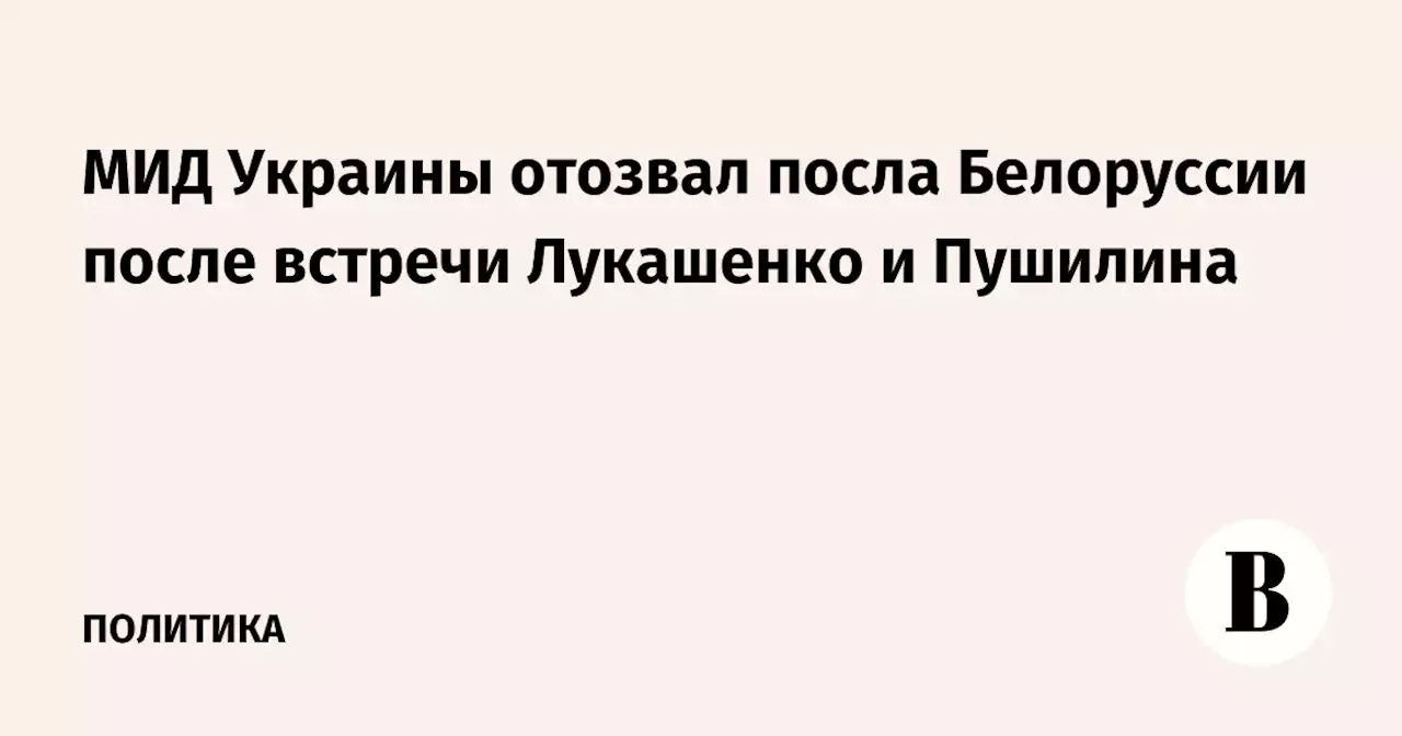 МИД Украины отозвал посла Белоруссии после встречи Лукашенко и Пушилина