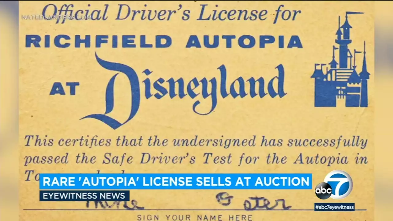 Rare 'Autopia' driver's license signed by Walt Disney and from 1955 Disneyland sells at auction