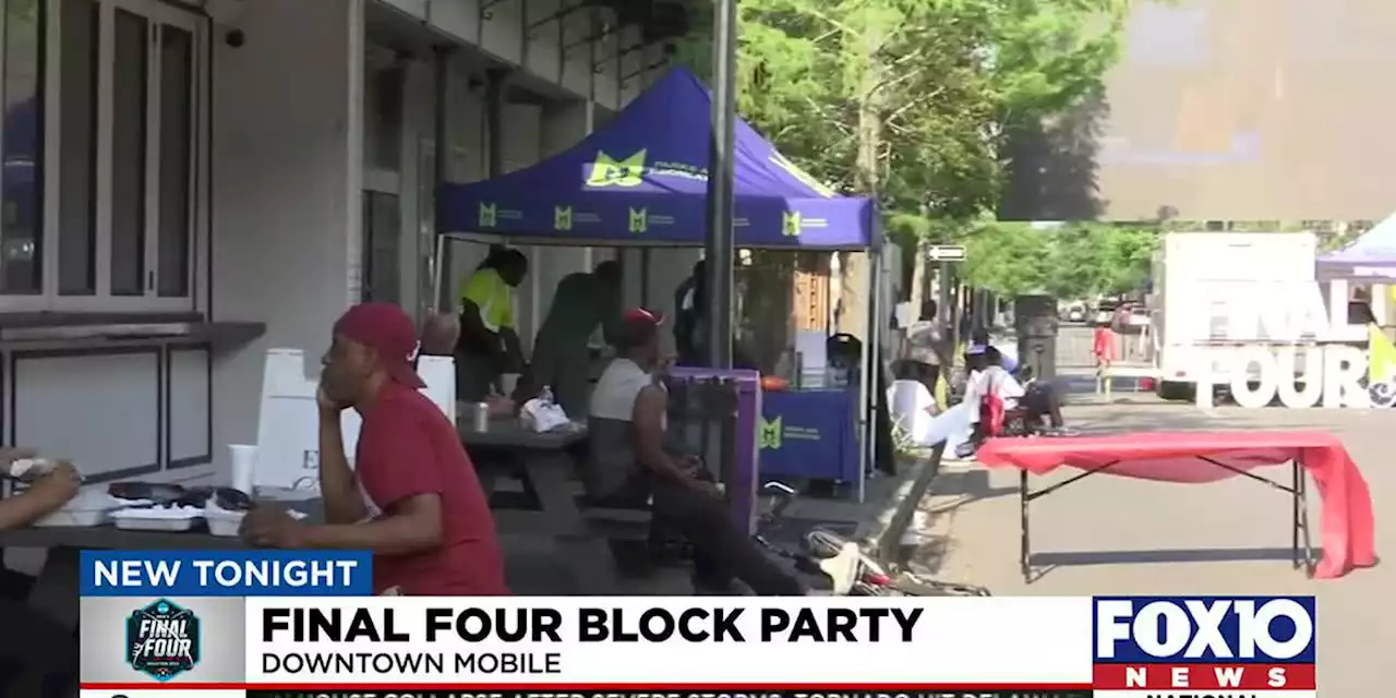 Mobile Parks and Rec’s Final Four block party attendees out to have fun