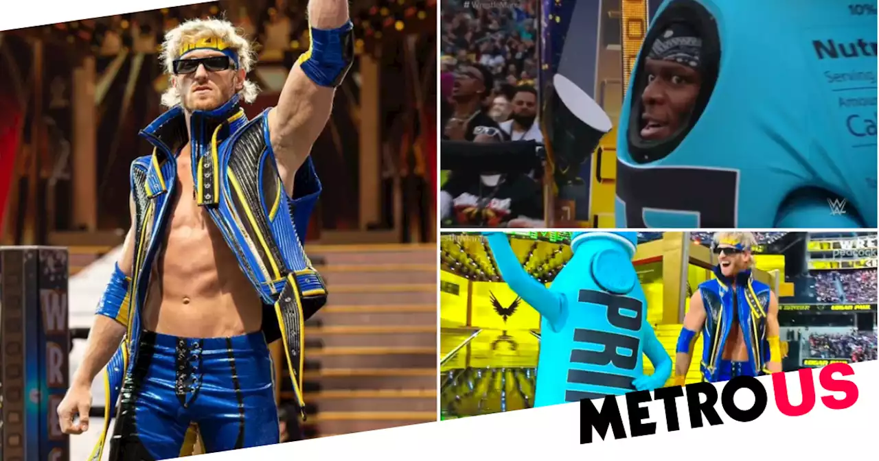 KSI dresses as Prime bottle as Logan Paul puts him through table at WrestleMania