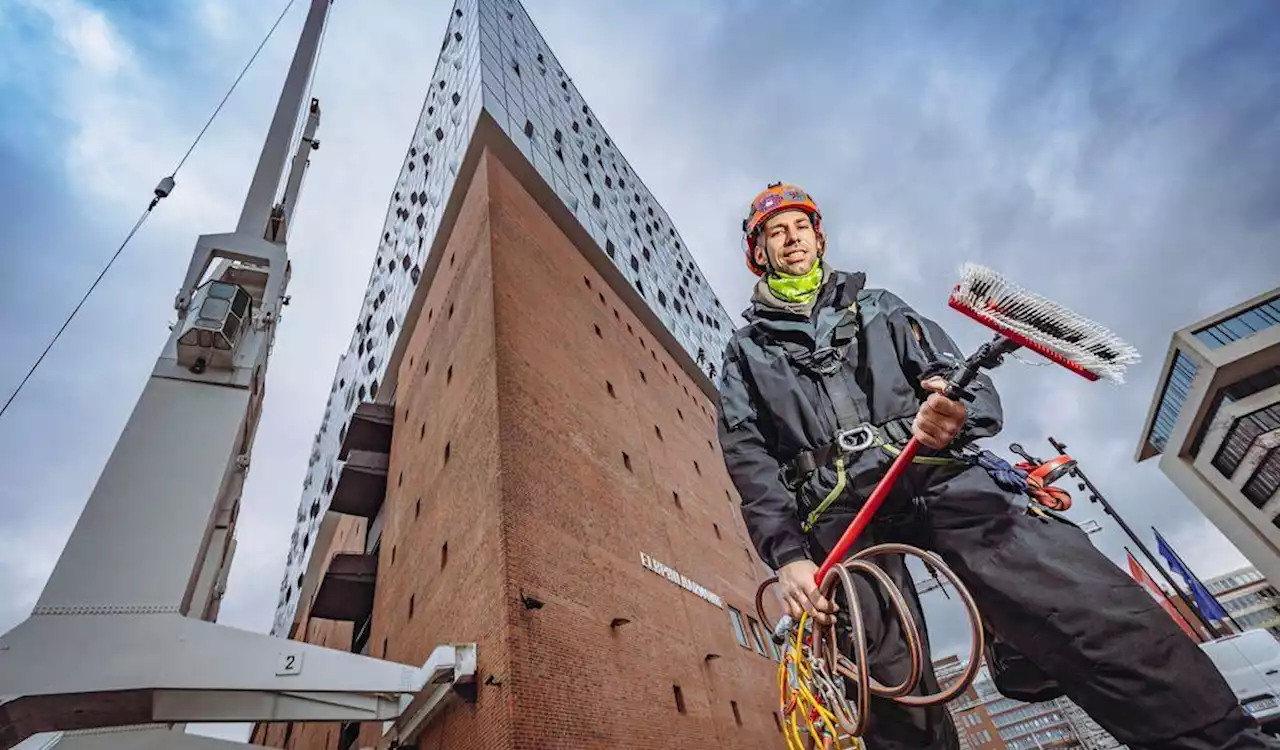 Besucher nerven den Elphi-Fensterputzer – so genial reagiert er (M+)