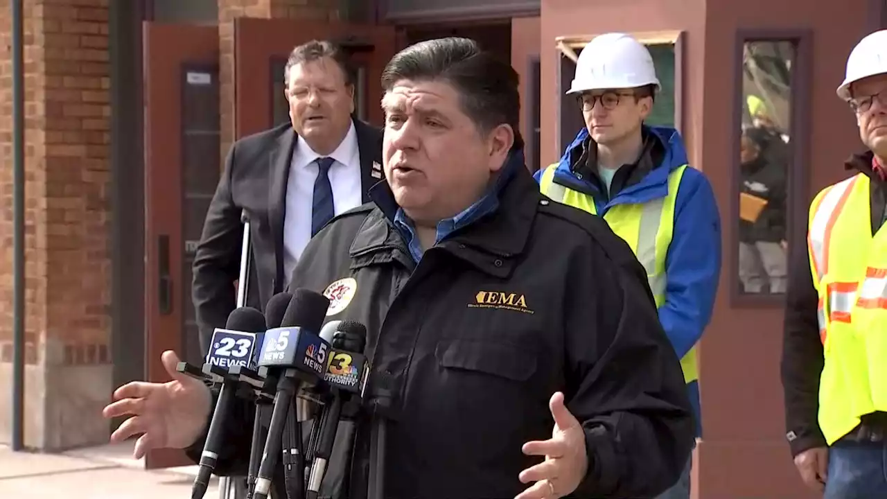 Pritzker Tours Tornado Damaged-Belvidere After Roof Collapse Kills 1, Injures 48