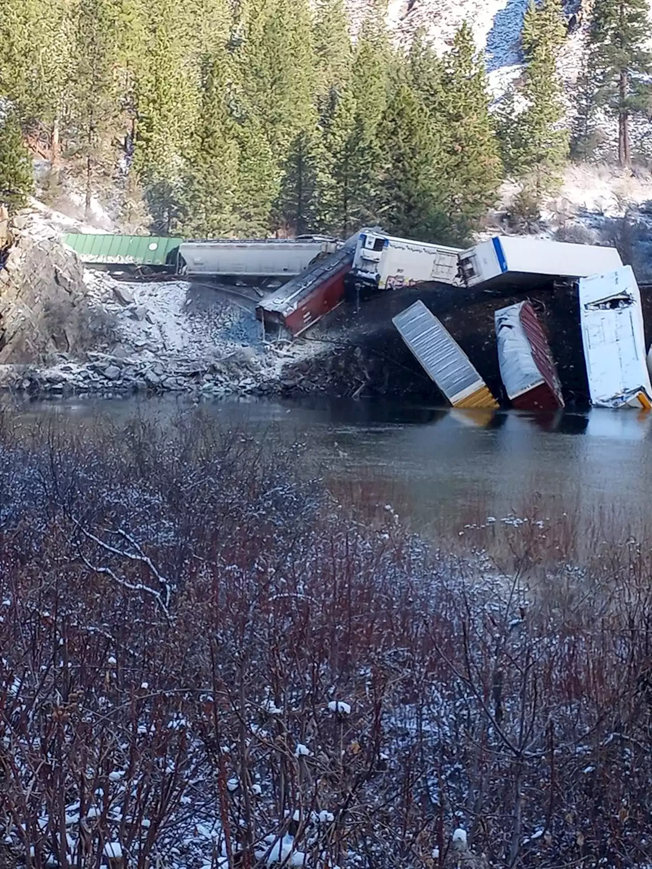 At least 25 cars of a freight train derails in western Montana