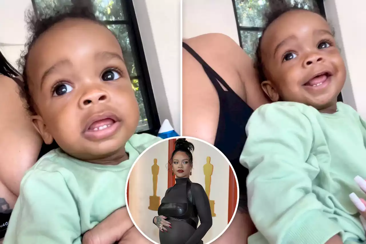 Pregnant Rihanna shares sweet video of son interrupting workout