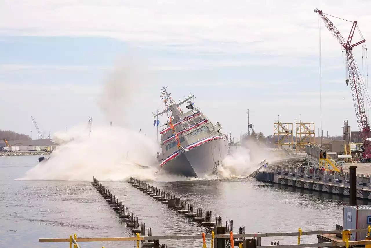 New USS Cleveland damaged in tugboat collision during Navy christening