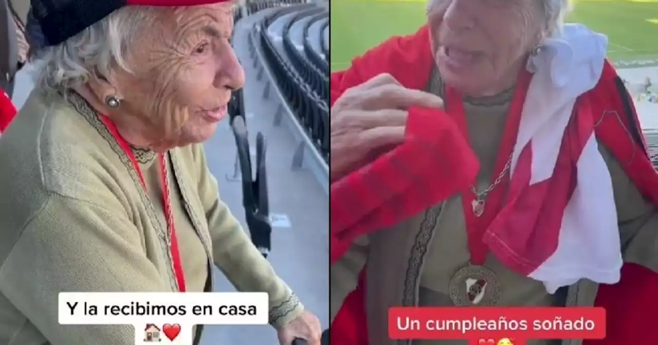 Video emotivo: la fanática de River que cumplió 100 años y lo festejó en el Monumental