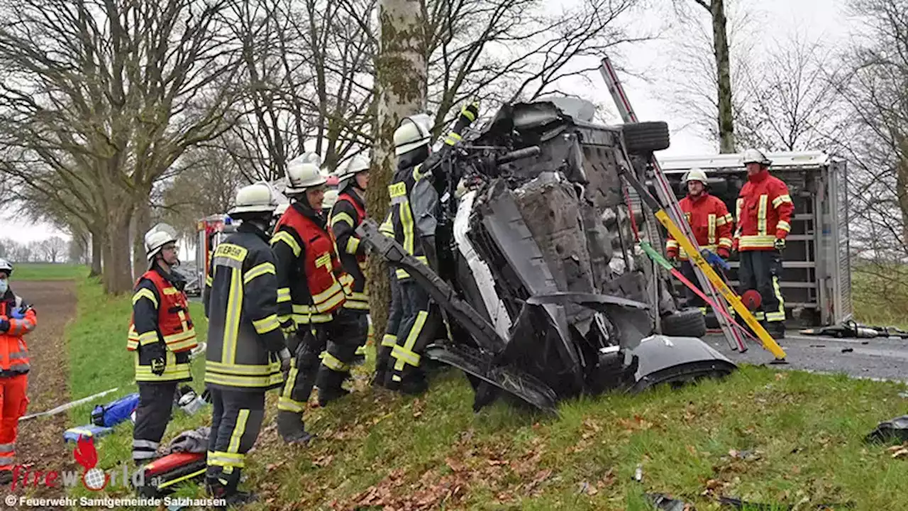 D: BMW kollidiert bei Salzhausen mit Kleintransporter samt Anhänger → Frau durch Scheibe befreit