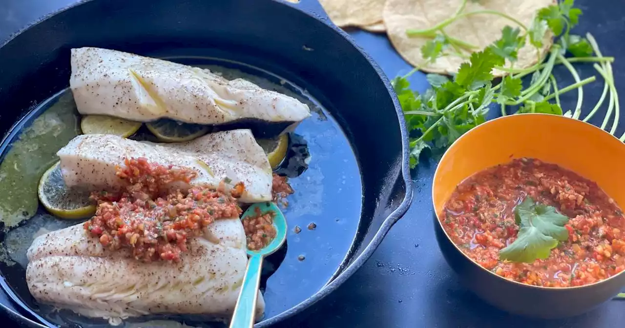 Rich Alaska black cod shines with a spicy and nutty salsa