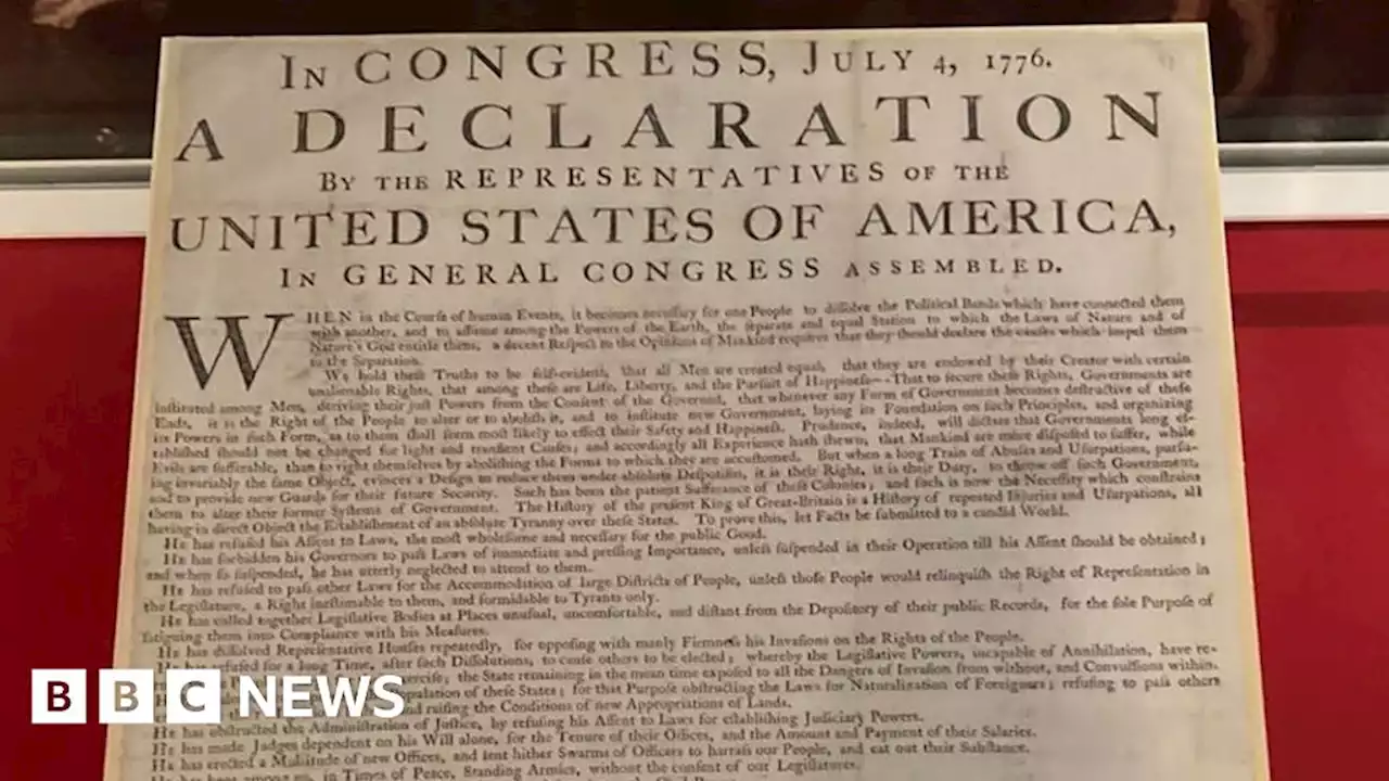 US Declaration of Independence on display in Belfast