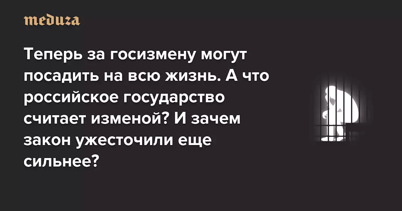 Теперь за госизмену могут посадить на всю жизнь. А что российское государство считает изменой? И зачем закон ужесточили еще сильнее? — Meduza